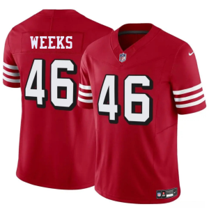 Men's San Francisco 49ers #46 Jon Weeks New Red 2025 F.U.S.E. Vapor Untouchable Limited Stitched Football Jersey - Custom Name