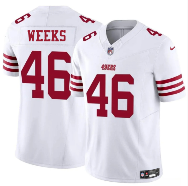 Men's San Francisco 49ers #46 Jon Weeks White 2025 F.U.S.E. Vapor Untouchable Limited Stitched Football Jersey - Custom Name