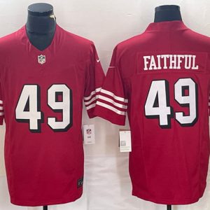 Men's San Francisco 49ers #49 Faithful New Red 2023 F.U.S.E. Vapor Untouchable Limited Stitched Football Jersey - Custom Name