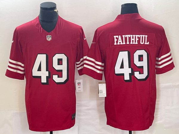 Men's San Francisco 49ers #49 Faithful New Red 2023 F.U.S.E. Vapor Untouchable Limited Stitched Football Jersey - Custom Name