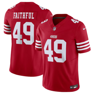 Men's San Francisco 49ers #49 Faithful Red 2023 F.U.S.E. Vapor Untouchable Limited Stitched Football Jersey - Custom Name