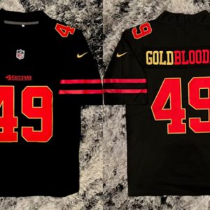 Men's San Francisco 49ers #49 GoldBlooded Black Stitched Jersey - Custom Name
