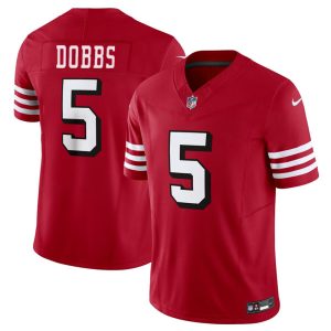 Men's San Francisco 49ers #5 Josh Dobbs New Red 2024 F.U.S.E Vapor Untouchable Limited Stitched Football Jersey - Custom Name