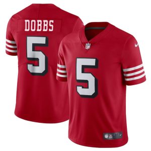 Men's San Francisco 49ers #5 Josh Dobbs New Red Vapor Untouchable Limited Stitched Football Jersey - Custom Name