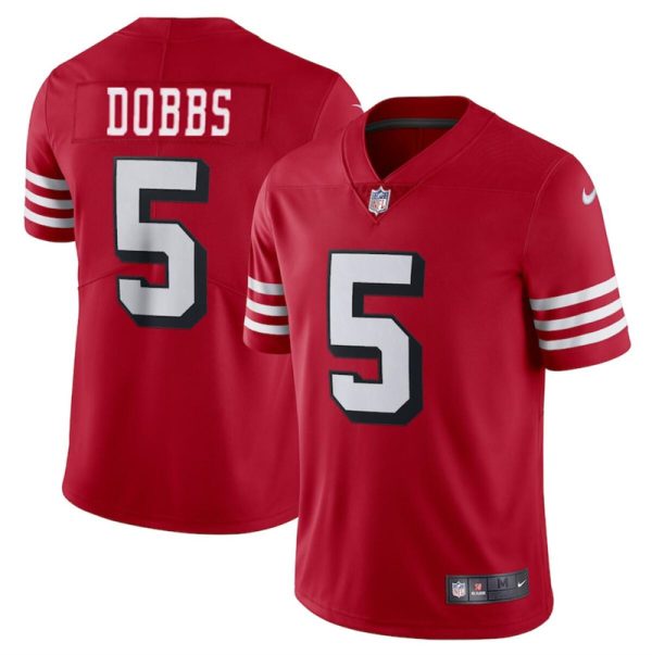 Men's San Francisco 49ers #5 Josh Dobbs New Red Vapor Untouchable Limited Stitched Football Jersey - Custom Name