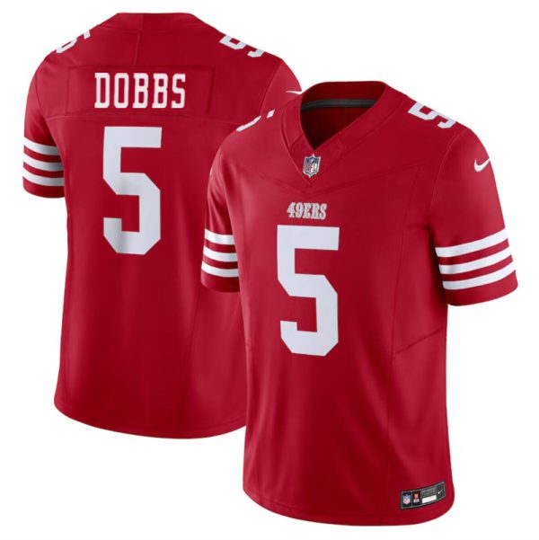 Men's San Francisco 49ers #5 Josh Dobbs Red 2024 F.U.S.E Vapor Untouchable Limited Stitched Football Jersey - Custom Name