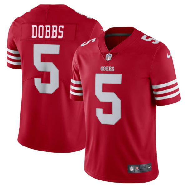 Men's San Francisco 49ers #5 Josh Dobbs Red Vapor Untouchable Limited Stitched Football Jersey - Custom Name