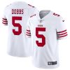 Men's San Francisco 49ers #5 Josh Dobbs White Vapor Untouchable Limited Stitched Football Jersey - Custom Name