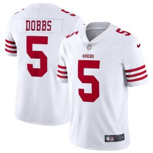 Men's San Francisco 49ers #5 Josh Dobbs White Vapor Untouchable Limited Stitched Football Jersey - Custom Name