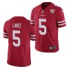 Men's San Francisco 49ers #5 Trey Lance 2021 NFL Draft Red NFL 75th Anniversary Vapor Untouchable Stitched Jersey - Custom Name