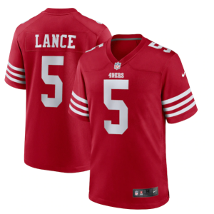 Men's San Francisco 49ers #5 Trey Lance 2022 New Scarlet Stitched Game Jersey - Custom Name