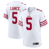 Men's San Francisco 49ers #5 Trey Lance 2022 New White Stitched Game Jersey - Custom Name
