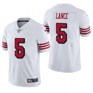 Men's San Francisco 49ers #5 Trey Lance New White NFL 2021 Draft Vapor Untouchable Limited Stitched Jersey - Custom Name