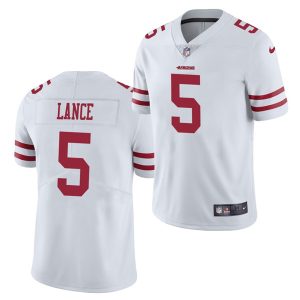 Men's San Francisco 49ers #5 Trey Lance White NFL 2021 Draft Vapor Untouchable Limited Stitched Jersey - Custom Name