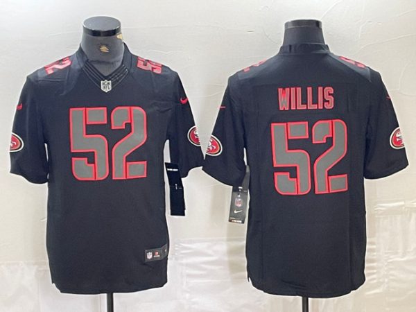Men's San Francisco 49ers #52 Patrick Willis Black Impact Limited Stitched Jersey - Custom Name
