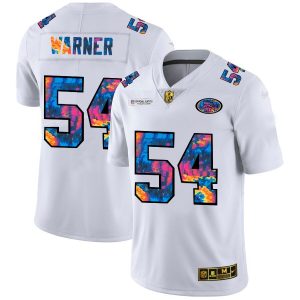 Men's San Francisco 49ers #54 Fred Warner 2020 White NFL Crucial Catch Limited Stitched Jersey - Custom Name