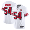 Men's San Francisco 49ers #54 Fred Warner 2021 White 2nd 75th Anniversary 2nd Alternate Vapor Untouchable Limited Stitched NFL Jersey - Custom Name