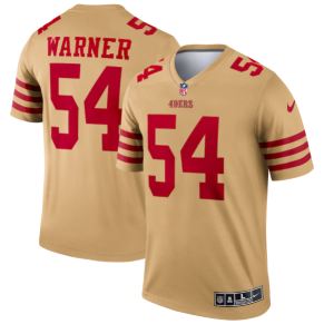 Men's San Francisco 49ers #54 Fred Warner 2022 New Gold Inverted Legend Stitched Football Jersey - Custom Name