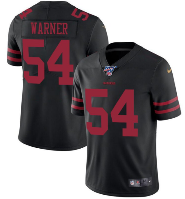 Men's San Francisco 49ers #54 Fred Warner Black 2019 100th Season Vapor Untouchable Limited Stitched NFL Jersey - Custom Name