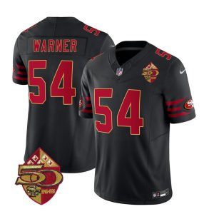 Men's San Francisco 49ers #54 Fred Warner Black 2023 F.U.S.E. 50th Patch Vapor Limited Stitched Football Jersey - Custom Name