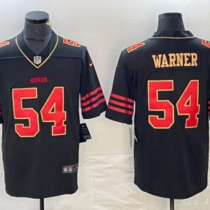 Men's San Francisco 49ers #54 Fred Warner Black Gold Stitched Jersey - Custom Name