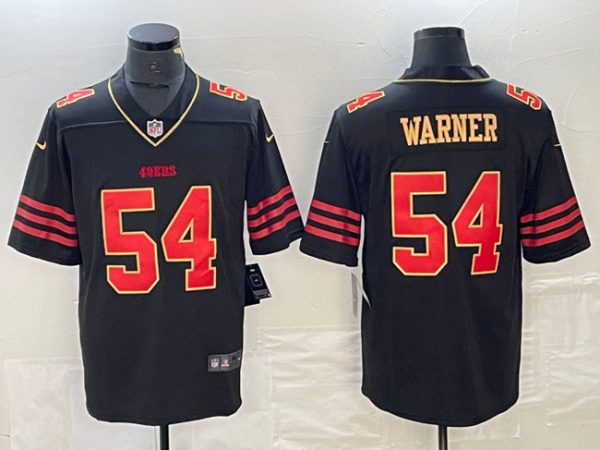 Men's San Francisco 49ers #54 Fred Warner Black Gold Stitched Jersey - Custom Name