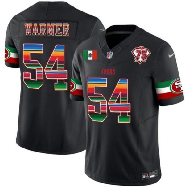 Men's San Francisco 49ers #54 Fred Warner Black Limited Stitched Jersey - Custom Name