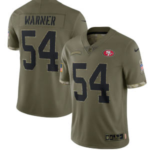 Men's San Francisco 49ers #54 Fred Warner Olive 2022 Salute To Service Limited Stitched Jersey - Custom Name