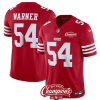 Men's San Francisco 49ers #54 Fred Warner Red 2023 F.U.S.E. NFC West Champions Patch Stitched Football Jersey - Custom Name