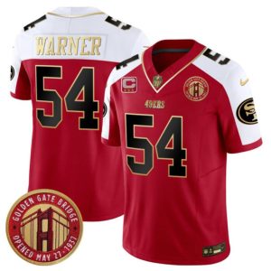 Men's San Francisco 49ers #54 Fred Warner Red F.U.S.E. Golden Gate Bridge With 3-Star C Patch Alternate Vapor Limited Stitched Football Jersey - Custom Name
