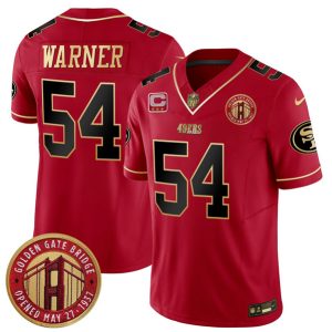 Men's San Francisco 49ers #54 Fred Warner Red F.U.S.E. Golden Gate Bridge With 3-Star C Patch Scarlet Vapor Limited Stitched Football Jersey - Custom Name