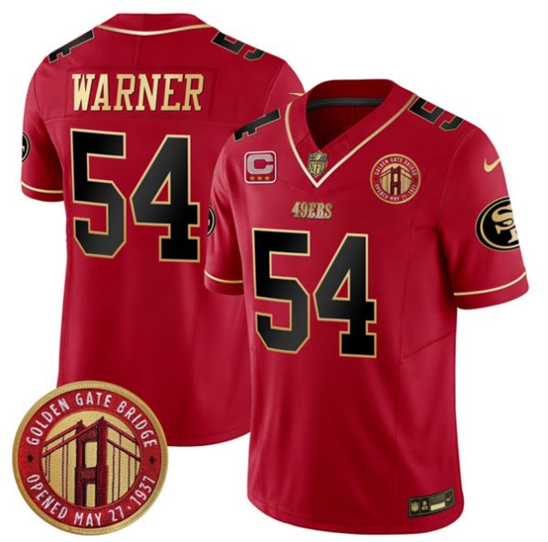 Men's San Francisco 49ers #54 Fred Warner Red F.U.S.E. Golden Gate Bridge With 3-Star C Patch Scarlet Vapor Limited Stitched Football Jersey - Custom Name