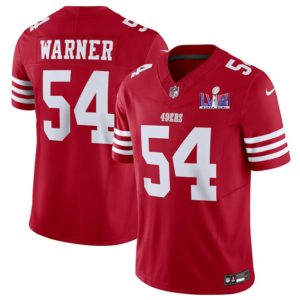 Men's San Francisco 49ers #54 Fred Warner Red F.U.S.E. Super Bowl LVIII Patch Vapor Untouchable Limited Stitched Football Jersey - Custom Name