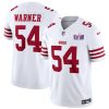 Men's San Francisco 49ers #54 Fred Warner White F.U.S.E. Super Bowl LVIII Patch Vapor Untouchable Limited Stitched Football Jersey - Custom Name