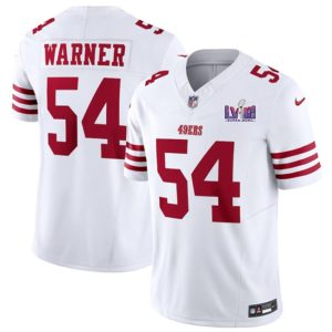 Men's San Francisco 49ers #54 Fred Warner White F.U.S.E. Super Bowl LVIII Patch Vapor Untouchable Limited Stitched Football Jersey - Custom Name