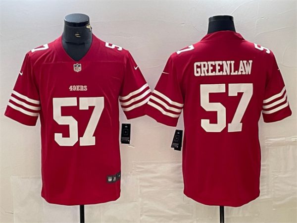 Men's San Francisco 49ers #57 Dre Greenlaw Red Vapor Untouchable Limited Stitched Jersey - Custom Name