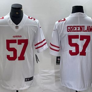 Men's San Francisco 49ers #57 Dre Greenlaw White Vapor Untouchable Limited Stitched Jersey - Custom Name