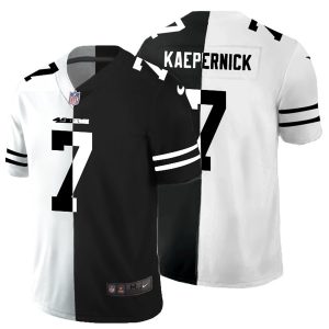 Men's San Francisco 49ers #7 Colin Kaepernick Black & White NFL Split Limited Stitched Jersey - Custom Name