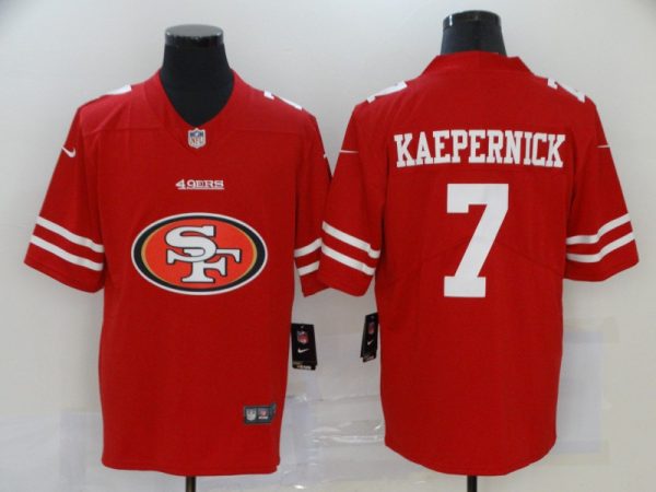 Men's San Francisco 49ers #7 Colin Kaepernick Red 2020 Team Big Logo Limited Stitched Jersey - Custom Name