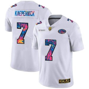 Men's San Francisco 49ers #7 Colin Kaepernick White NFL 2020 Crucial Catch Limited Stitched Jersey - Custom Name