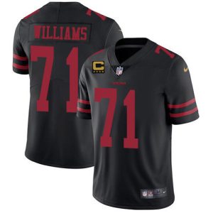 Men's San Francisco 49ers #71 Trent Williams Black With C Patch Vapor Untouchable Limited Stitched Football Jersey - Custom Name
