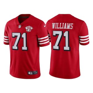 Men's San Francisco 49ers #71 Trent Williams Red 75th Anniversary Vapor Untouchable Limited Stitched Jersey - Custom Name