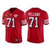 Men's San Francisco 49ers #71 Trent Williams Red 75th Anniversary With C Patch Vapor Untouchable Limited Stitched Football Jersey - Custom Name