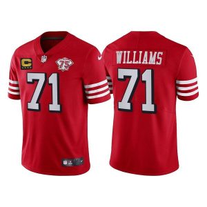 Men's San Francisco 49ers #71 Trent Williams Red 75th Anniversary With C Patch Vapor Untouchable Limited Stitched Football Jersey - Custom Name