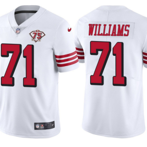 Men's San Francisco 49ers #71 Trent Williams White 75th Anniversary Vapor Untouchable Limited Stitched Jersey - Custom Name