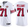 Men's San Francisco 49ers #71 Trent Williams White 75th Anniversary With C Patch Vapor Untouchable Limited Stitched Football Jersey - Custom Name