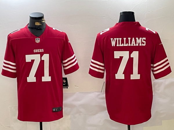 Men's San Francisco 49ers #71 Trent Williams White Vapor Untouchable Limited Stitched Football Jersey - Custom Name