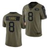 Men's San Francisco 49ers #8 Steve Young 2021 Olive Camo Salute To Service Limited Stitched Jersey - Custom Name