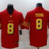 Men's San Francisco 49ers #8 Steve Young Red Gold Vapor Untouchable Limited Stitched Jersey - Custom Name