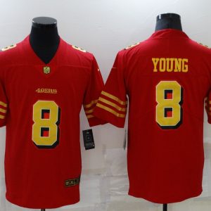Men's San Francisco 49ers #8 Steve Young Red Gold Vapor Untouchable Limited Stitched Jersey - Custom Name